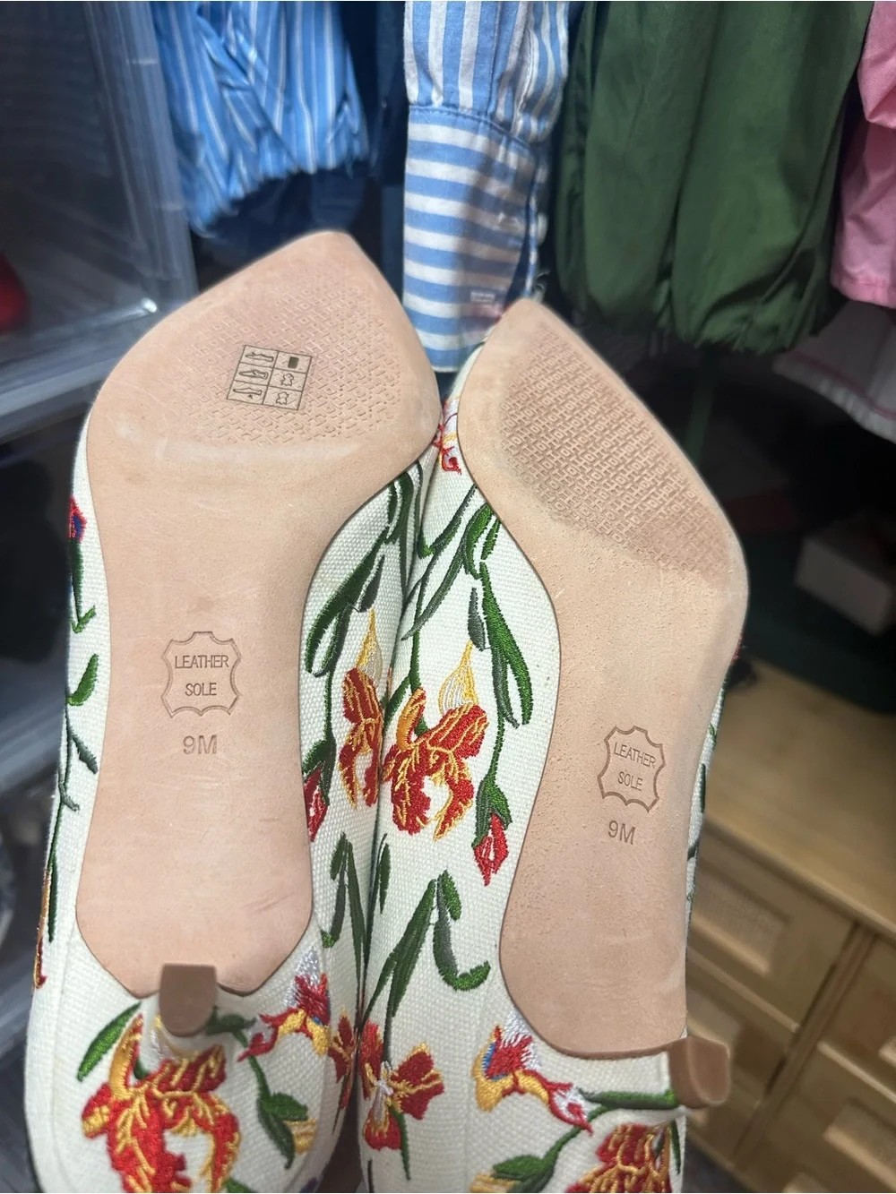 Tory Burch White Embroidered Floral Pointed-Toe Flats